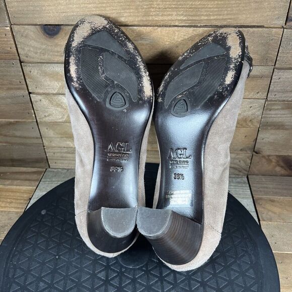 AGL Attilio Giusti LeombruniTan Suede Snake Pump Heels Womens Size 38.5 / US 8 - Picture 9 of 10